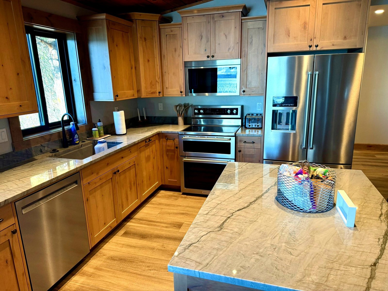 Renovated kitchen in Eagle's Bluff Lakeside House — Flathead Lake vacation rental