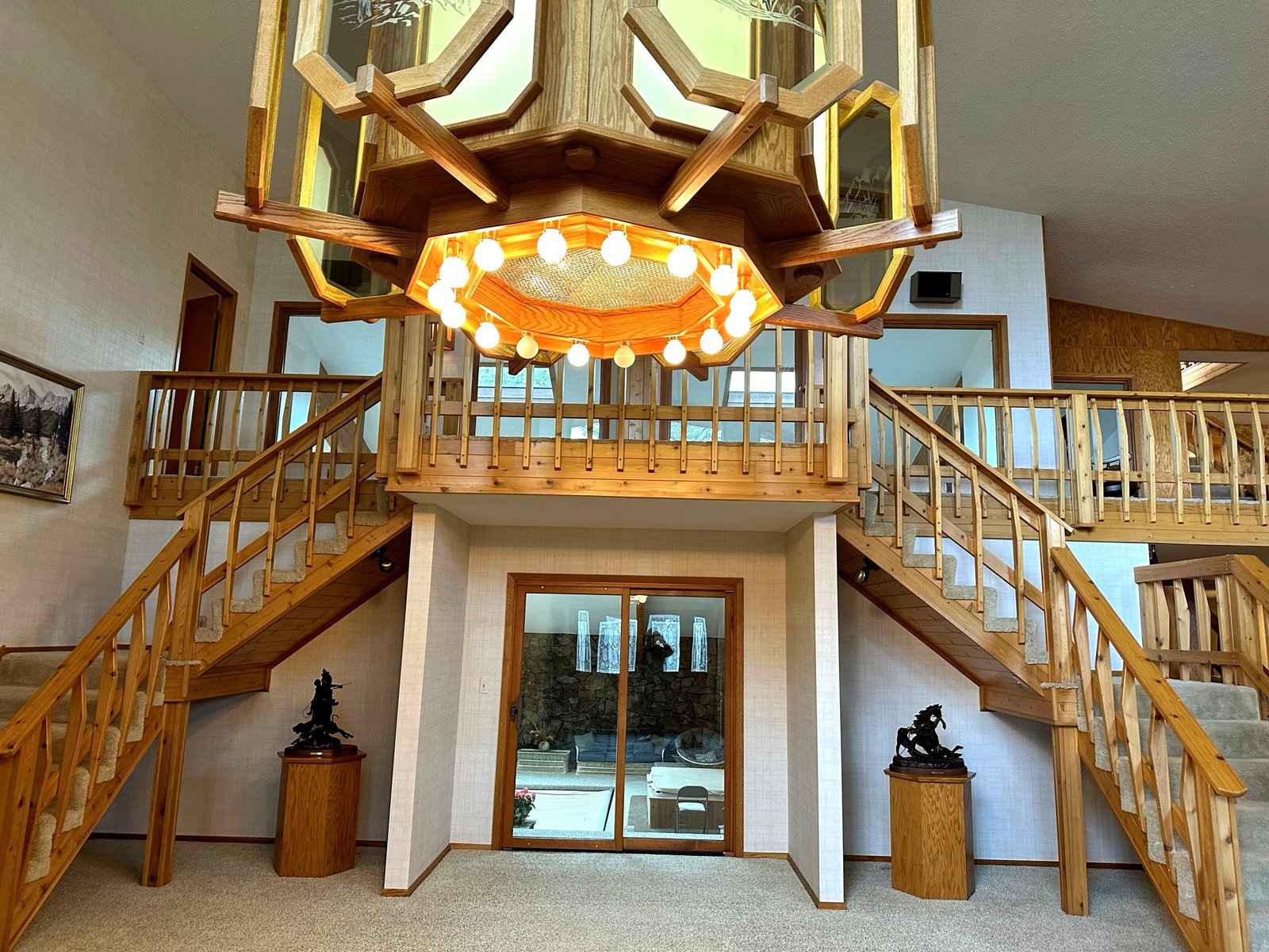 Grand dual staircase entry in Eagle's Bluff 20,000 sq ft Main House on Flathead Lake