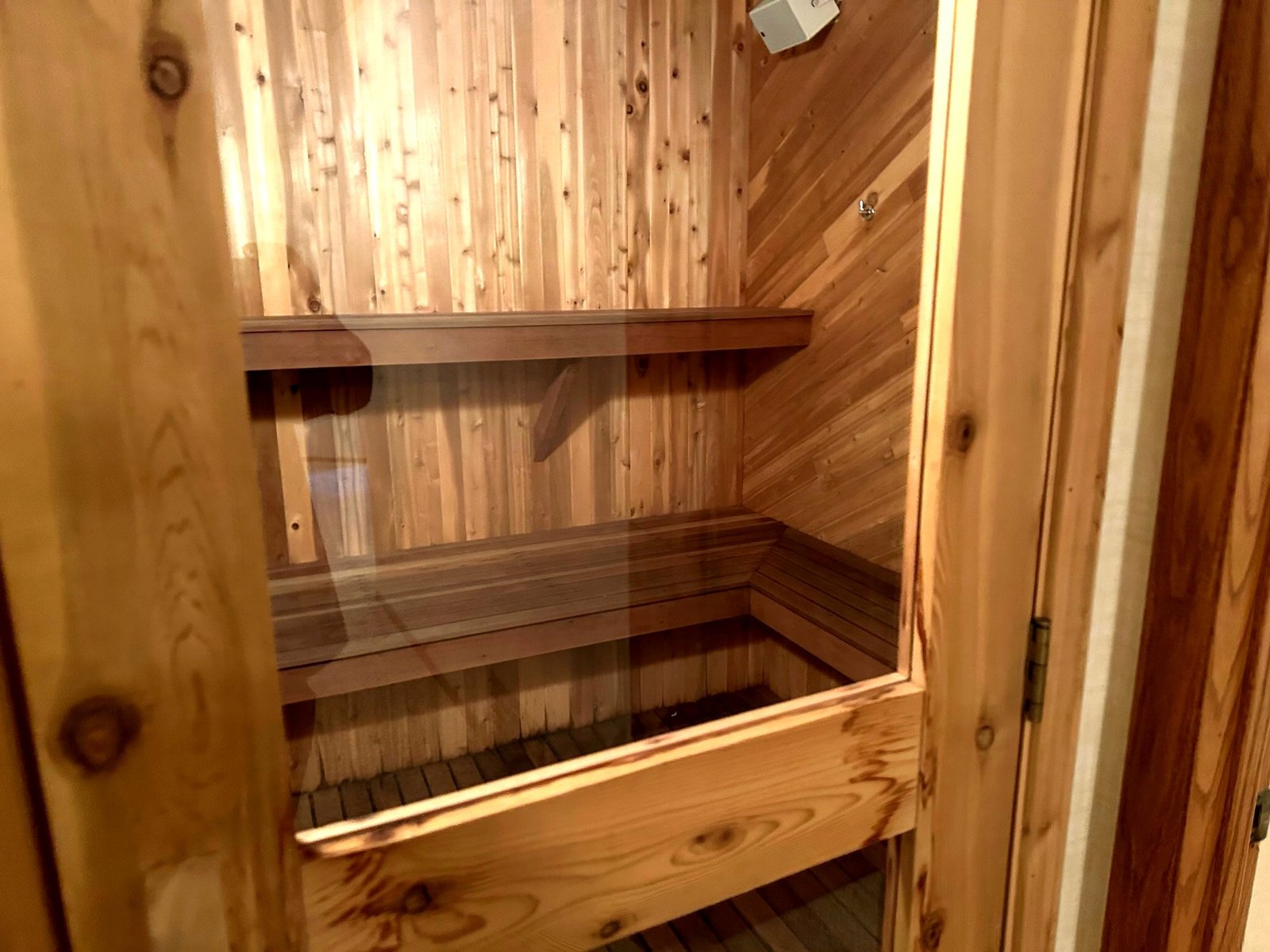Private sauna in Eagle's Bluff Main House — resort-level amenities on Flathead Lake