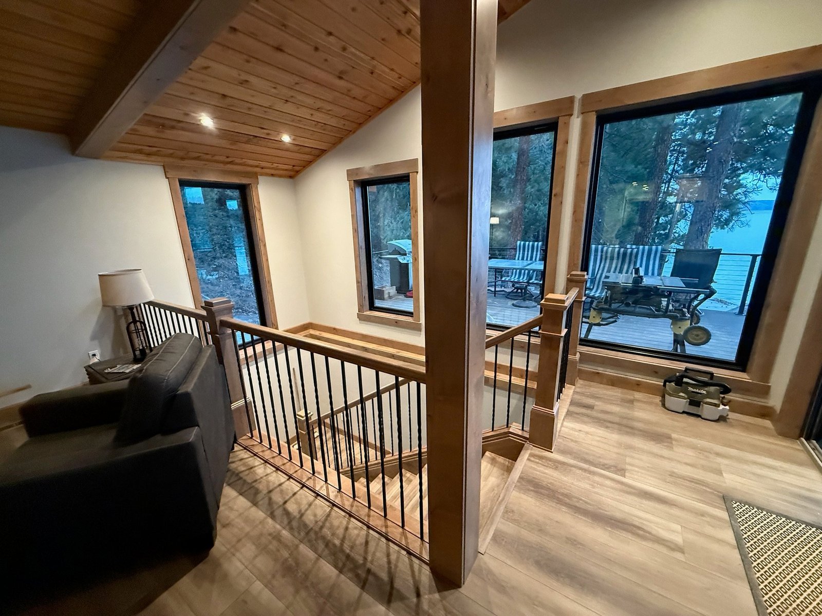 Hot tub on deck overlooking Flathead Lake at Eagle's Bluff Lakeside House